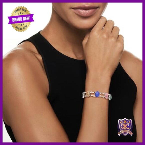 Sterling Silver Multi-Gemstone Scarab Bracelet, 7 Inch - Picture 3 of 8